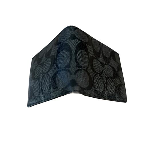 Coach Men's F75006 Charcoal Black Coin Case Signature Wallet - Picture 8 of 13